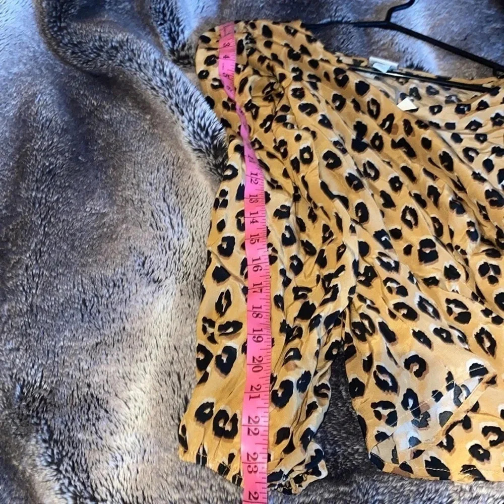A new day vintage Leopard print Elegant long sleeves V-neck blouse Sz L - Picture 8 of 14